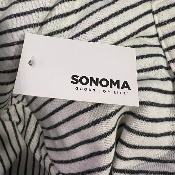 Sonoma Men Life Style Hoodie Light Weight Stretch Knit Cotton Striped Pullover M - Picture 9 of 9